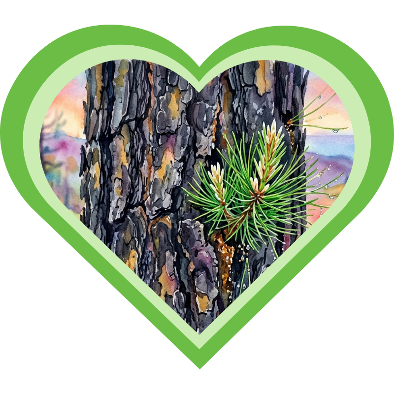 Een Canarische den (Pinus canariensis) die na een bosbrand weer uitloopt, als een fenix die uit zijn eigen as omhoog rijst.