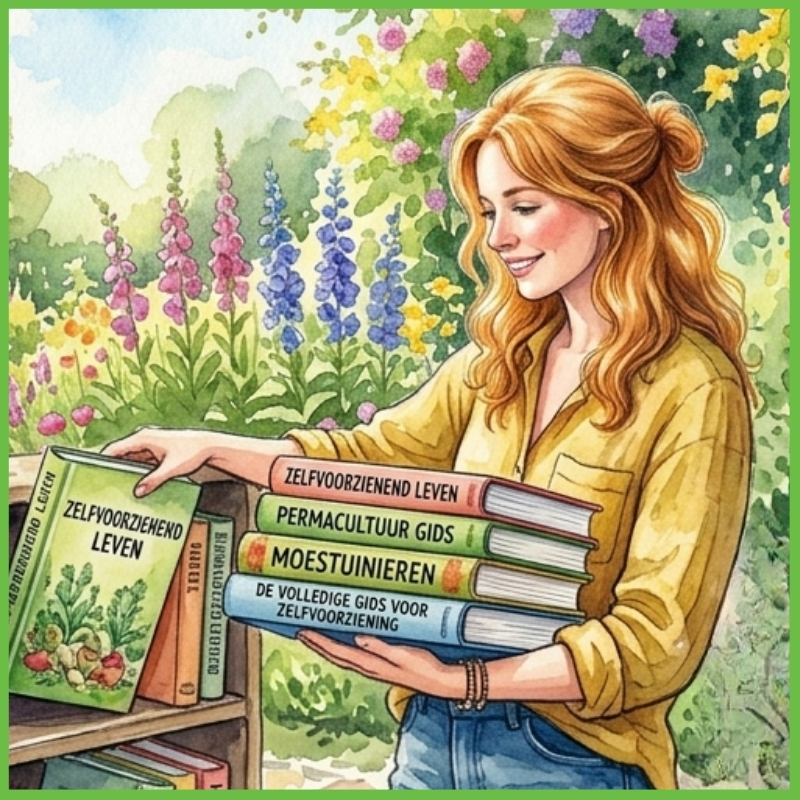Books on herbalism, a cookbook, and plant stories.