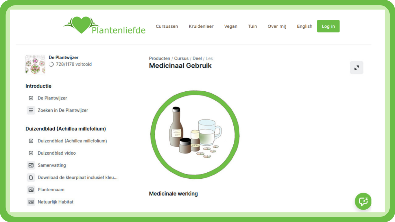 Het cursusplatform van de kruidenleerweg van Plantenliefde